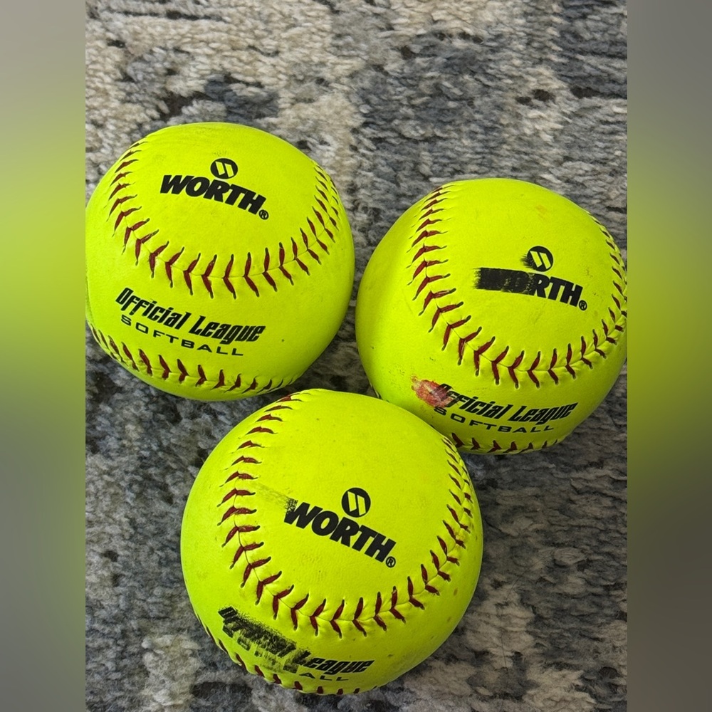 Set of 3 WORTH Official League Softball 12" .44 cor 375 comp YWCS12